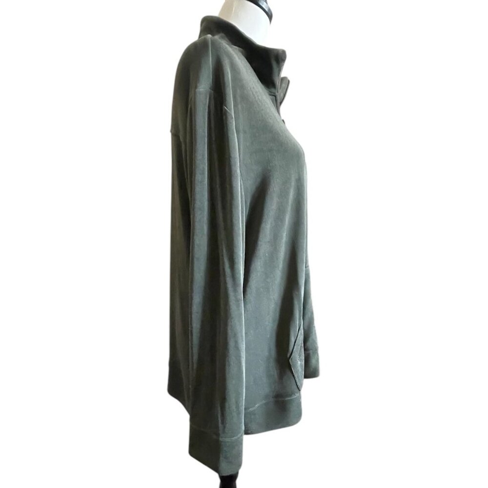 Chico's Travelers XL (3) Moss Green Full Zip Flowy Jacket Travel Lounge Vacay - Picture 4 of 7